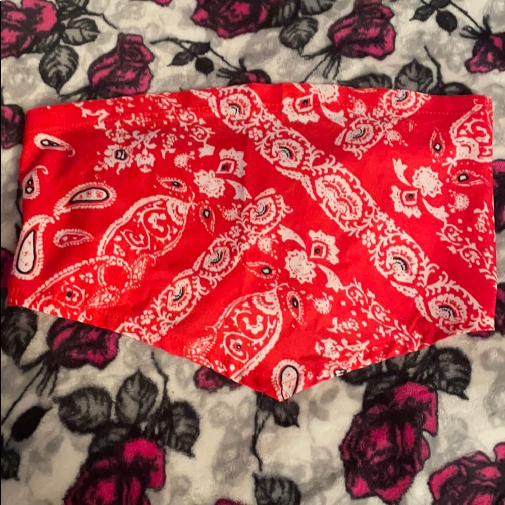 red bandana print tube top